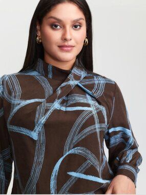 BloomChic 🆕️ Abstract Print Drape Neckline Blouse